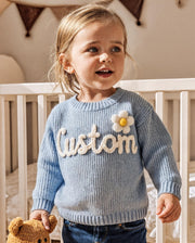 Personalized Baby Name Sweater Custom Embroidered Knit Baby Sweater Soft Crochet Baby Jumper Gift For Baby