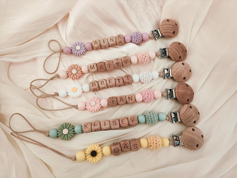 Personalized Pacifier Clip Custom Dummy Clip Soother Holder Binky Clip Soft Pacifier Holder Gift For Newborn