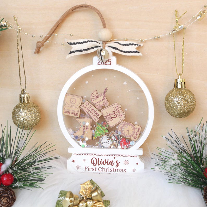 Personalized Babys First Christmas Ornament 2026 Custom Acrylic Shake Keepsake Gift For Baby