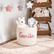 Personalized Handmade Baby Basket I Cord Knitting Craft Custom Soft Toy Organizer Nursery Basket Gift For Baby