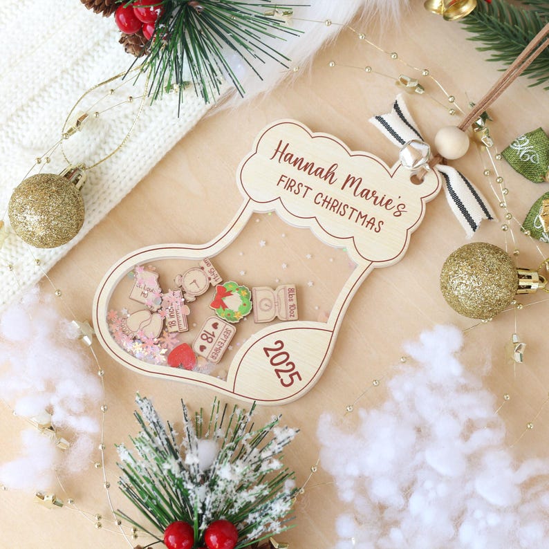 Personalized Baby First Christmas Ornament Custom Shakeable Acrylic Name Keepsake Gift For Baby
