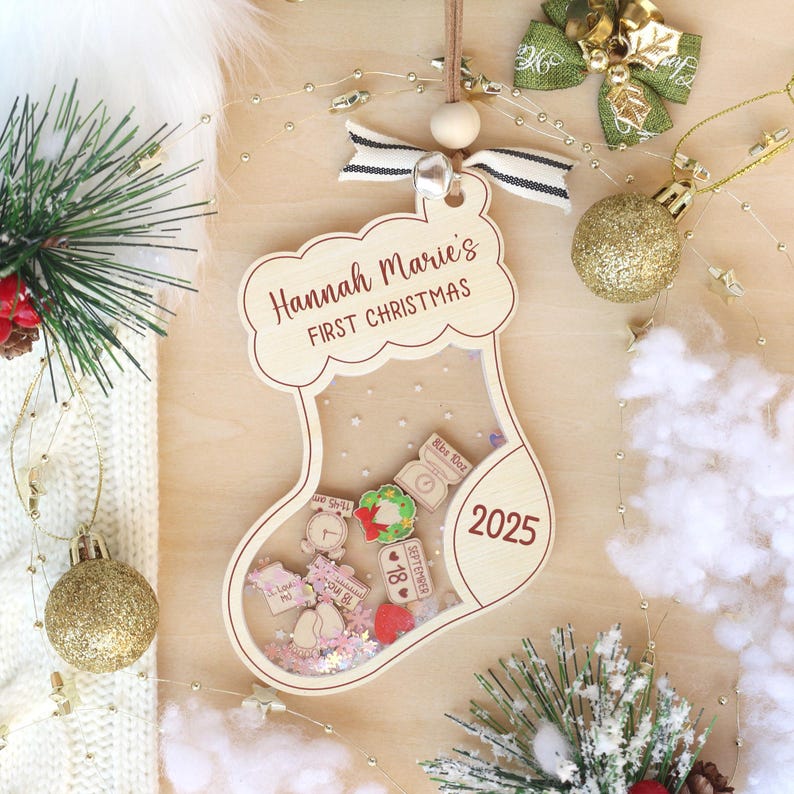 Personalized Baby First Christmas Ornament Custom Shakeable Acrylic Name Keepsake Gift For Baby