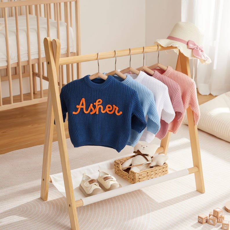 Personalized Baby Name Sweater Custom Embroidered Knit Baby Jumper Soft Crochet Baby Sweater Gift For Baby