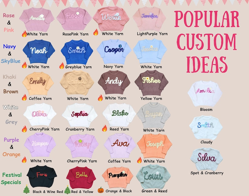 Personalized Baby Name Sweater Custom Embroidered Knit Crochet Vintage Baby Sweater Soft Knit Sweater Gift For Baby