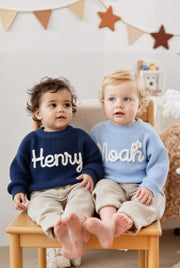 Personalized Baby Name Sweater Custom Embroidered Knit Crochet Vintage Baby Sweater Soft Knit Sweater Gift For Baby