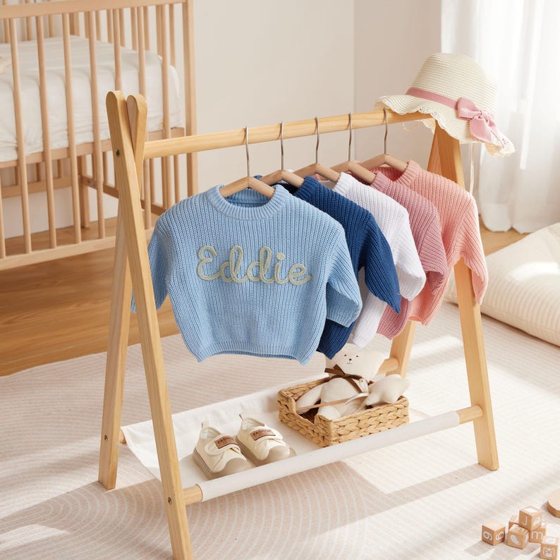 Personalized Baby Name Sweater Custom Embroidered Knit Crochet Vintage Baby Sweater Soft Knit Baby Jumper Gift For Baby