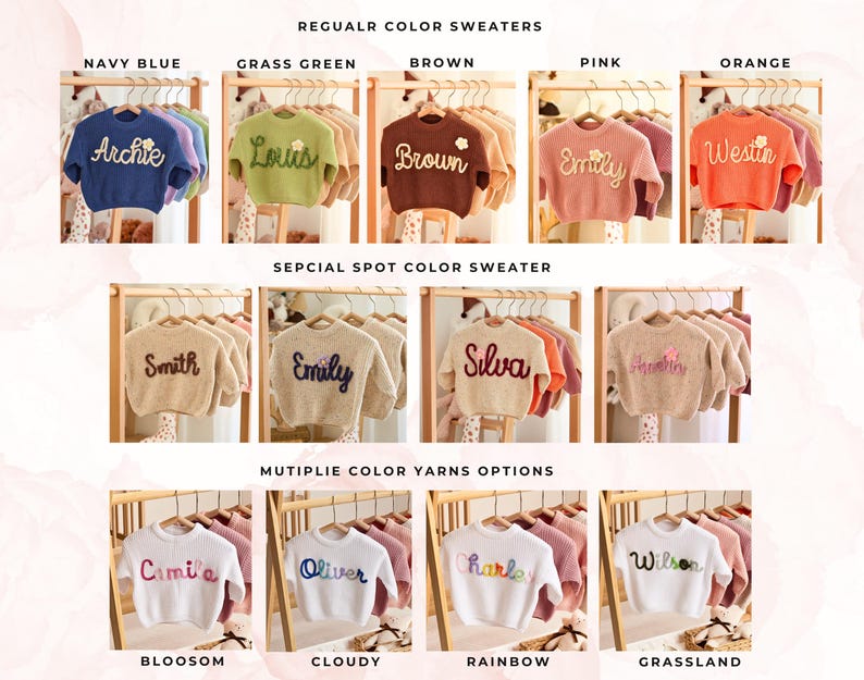 Personalized Baby Name Sweater Custom Embroidered Knit Baby Sweater Soft Crochet Baby Jumper Gift For Baby