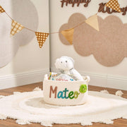 Personalized Cotton Rope Baby Basket Handmade I Cord Knit Nursery Storage Toy Organizer Soft Baby Basket Gift For Baby