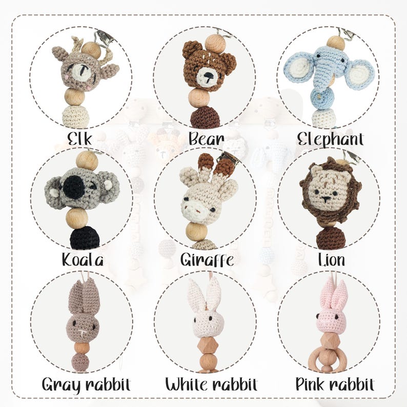 Personalized Baby Pacifier Clip Handmade Animal Dummy Holder Chain Custom Name Soft Soother Clip Gift For Newborn