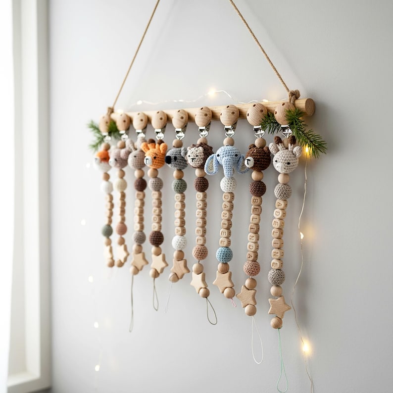 Personalized Baby Pacifier Clip Handmade Animal Dummy Holder Chain Custom Name Soft Soother Clip Gift For Newborn