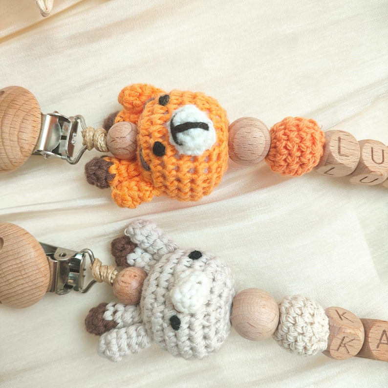 Personalized Animal Pacifier Clip Custom Name Dummy Clip Soft Soother Holder Binky Clip Pacifier Holder Gift For Newborn