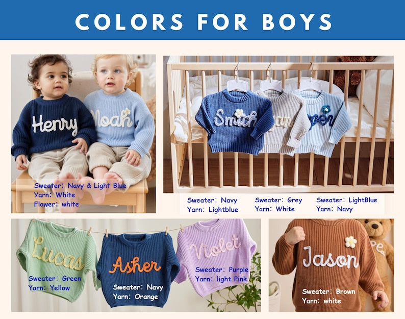 Personalized Halloween Baby Name Sweater Custom Embroidered Knit Baby Jumper Crochet Baby Cardigan Soft Baby Sweater Gift For Baby