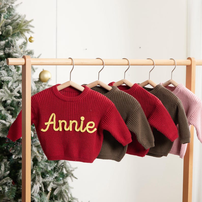 Personalized Baby Name Sweater Custom Embroidered Knit Baby Jumper Soft Crochet Baby Sweater Custom Name Sweater Gift For Baby