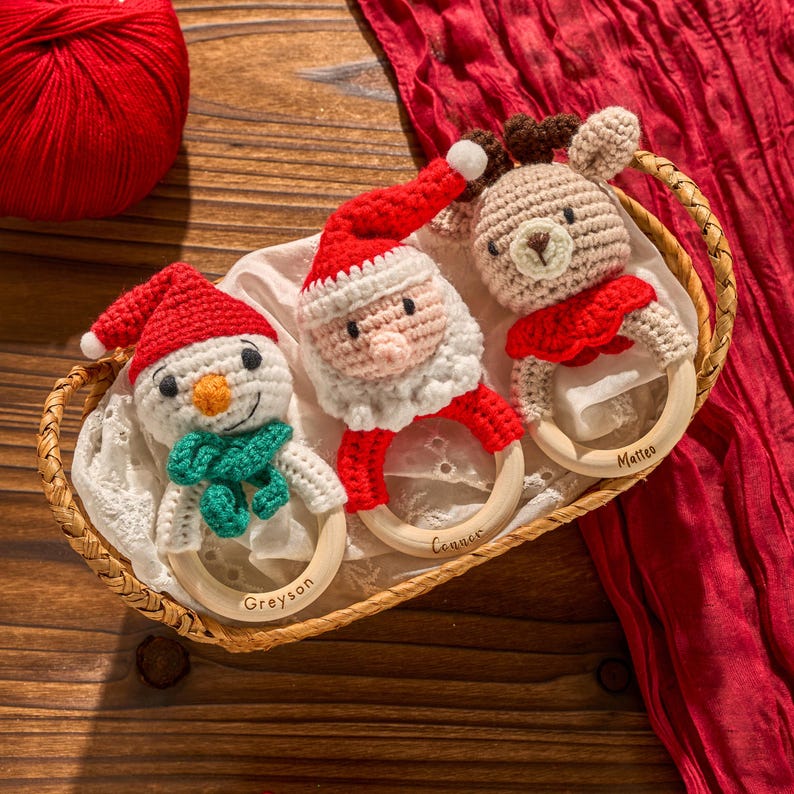 Personalized Crochet Animal Baby Rattle Custom Handmade Soft Cotton Baby Toy Gift For Baby